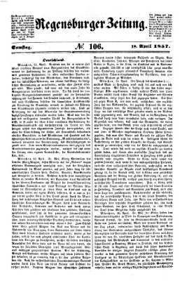 Regensburger Zeitung Samstag 18. April 1857