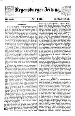 Regensburger Zeitung Mittwoch 22. April 1857