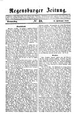 Regensburger Zeitung Donnerstag 18. Februar 1858