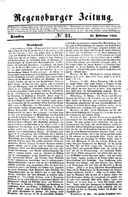 Regensburger Zeitung Samstag 20. Februar 1858