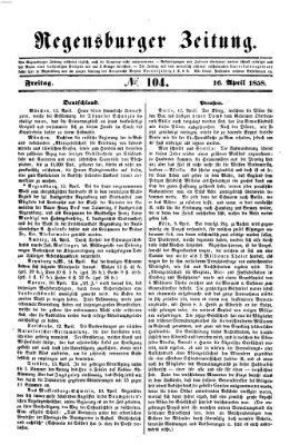 Regensburger Zeitung Freitag 16. April 1858