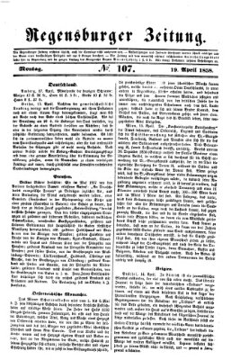 Regensburger Zeitung Montag 19. April 1858