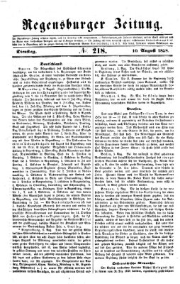 Regensburger Zeitung Dienstag 10. August 1858