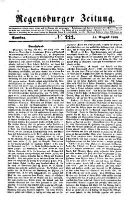 Regensburger Zeitung Samstag 14. August 1858