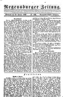 Regensburger Zeitung Mittwoch 12. Januar 1859