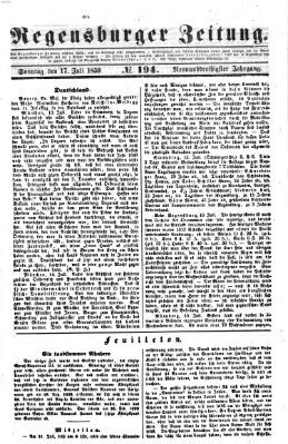 Regensburger Zeitung Sonntag 17. Juli 1859