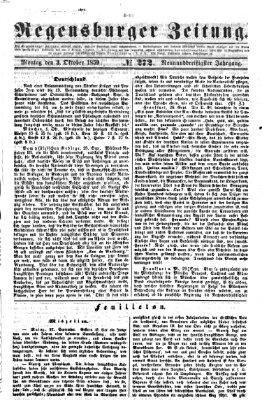 Regensburger Zeitung Montag 3. Oktober 1859