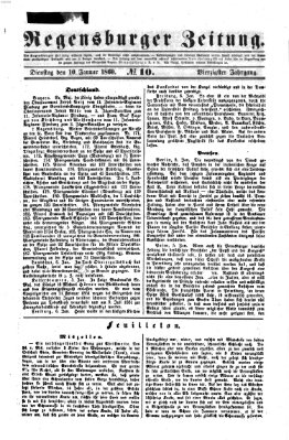 Regensburger Zeitung Dienstag 10. Januar 1860