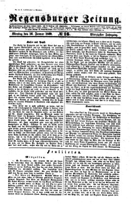 Regensburger Zeitung Montag 16. Januar 1860