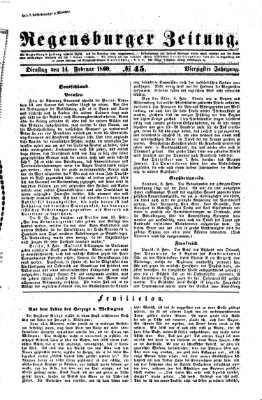 Regensburger Zeitung Dienstag 14. Februar 1860