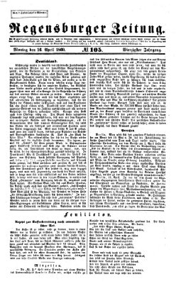 Regensburger Zeitung Montag 16. April 1860