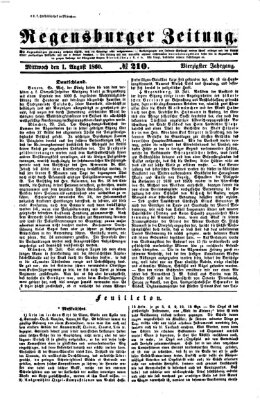 Regensburger Zeitung Mittwoch 1. August 1860