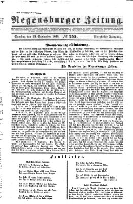 Regensburger Zeitung Samstag 15. September 1860