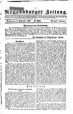 Regensburger Zeitung Montag 17. September 1860