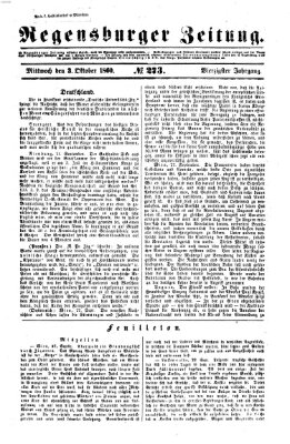 Regensburger Zeitung Mittwoch 3. Oktober 1860