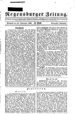 Regensburger Zeitung Mittwoch 21. November 1860