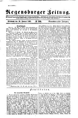 Regensburger Zeitung Mittwoch 16. Januar 1861