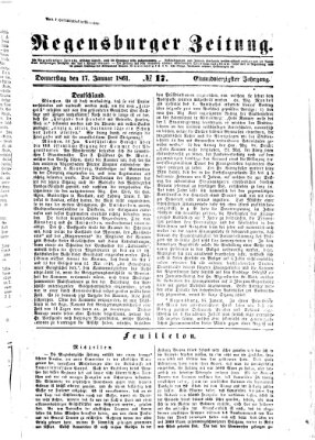 Regensburger Zeitung Donnerstag 17. Januar 1861