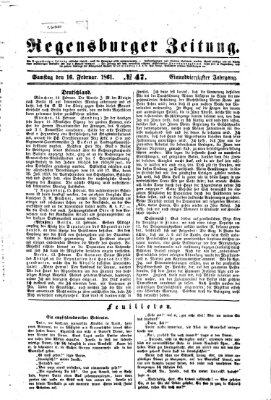 Regensburger Zeitung Samstag 16. Februar 1861