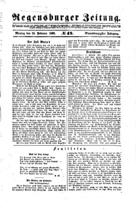 Regensburger Zeitung Montag 18. Februar 1861