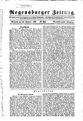 Regensburger Zeitung Mittwoch 20. Februar 1861