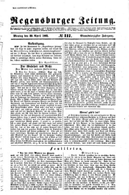 Regensburger Zeitung Montag 29. April 1861