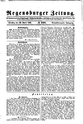 Regensburger Zeitung Dienstag 30. April 1861