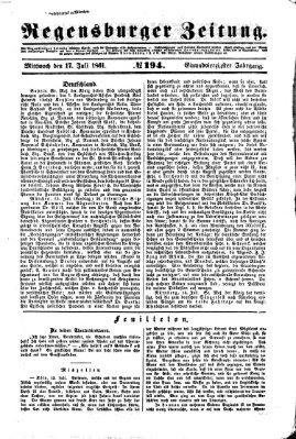 Regensburger Zeitung Mittwoch 17. Juli 1861