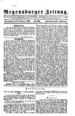 Regensburger Zeitung Donnerstag 27. Februar 1862