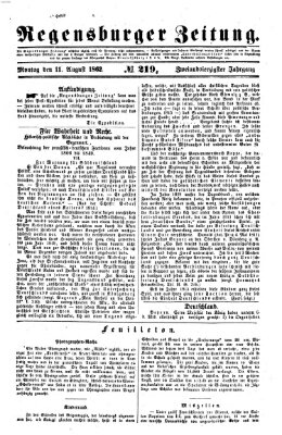 Regensburger Zeitung Montag 11. August 1862