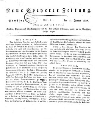 Neue Speyerer Zeitung Samstag 11. Januar 1817