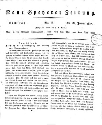 Neue Speyerer Zeitung Samstag 18. Januar 1817