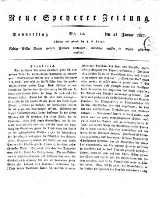 Neue Speyerer Zeitung Donnerstag 23. Januar 1817