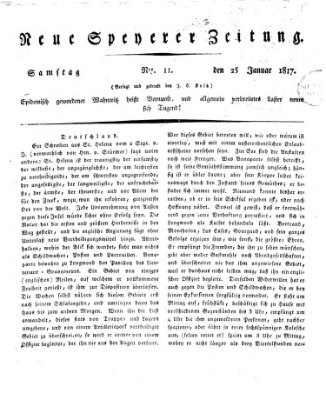 Neue Speyerer Zeitung Samstag 25. Januar 1817