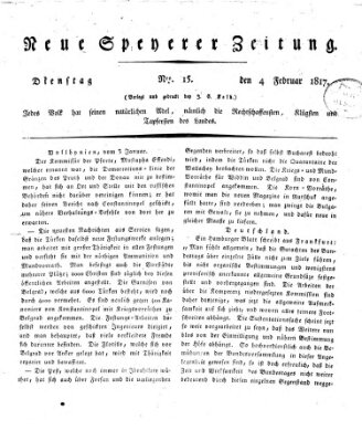 Neue Speyerer Zeitung Dienstag 4. Februar 1817