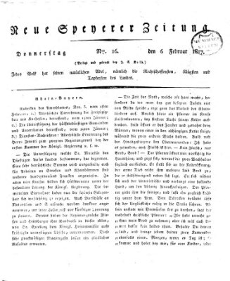 Neue Speyerer Zeitung Donnerstag 6. Februar 1817