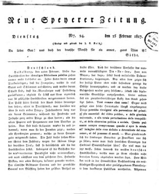 Neue Speyerer Zeitung Dienstag 25. Februar 1817