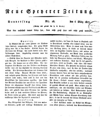 Neue Speyerer Zeitung Donnerstag 6. März 1817