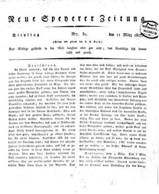 Neue Speyerer Zeitung Dienstag 11. März 1817