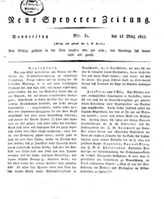 Neue Speyerer Zeitung Donnerstag 13. März 1817