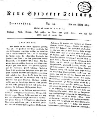 Neue Speyerer Zeitung Donnerstag 20. März 1817