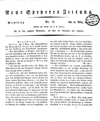 Neue Speyerer Zeitung Samstag 22. März 1817