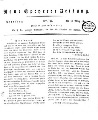 Neue Speyerer Zeitung Dienstag 25. März 1817