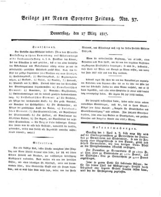 Neue Speyerer Zeitung Donnerstag 27. März 1817