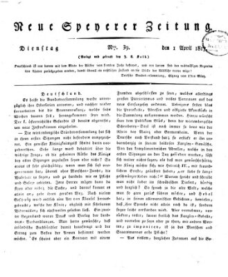 Neue Speyerer Zeitung Dienstag 1. April 1817