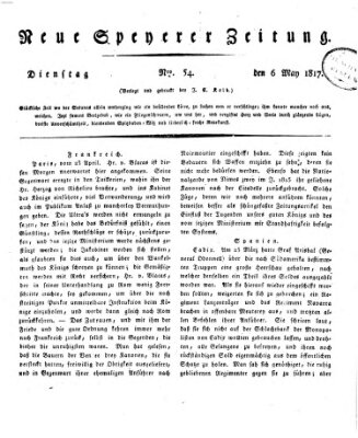 Neue Speyerer Zeitung Dienstag 6. Mai 1817