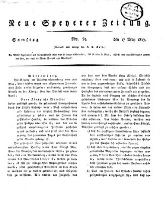 Neue Speyerer Zeitung Samstag 17. Mai 1817