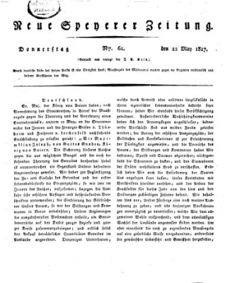 Neue Speyerer Zeitung Donnerstag 22. Mai 1817