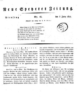 Neue Speyerer Zeitung Dienstag 3. Juni 1817