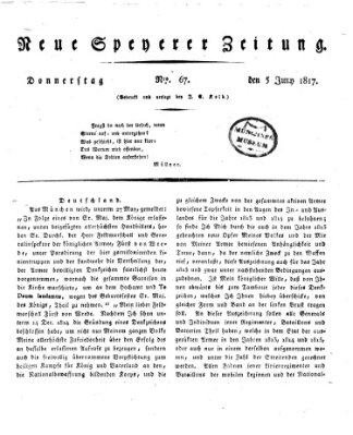 Neue Speyerer Zeitung Donnerstag 5. Juni 1817